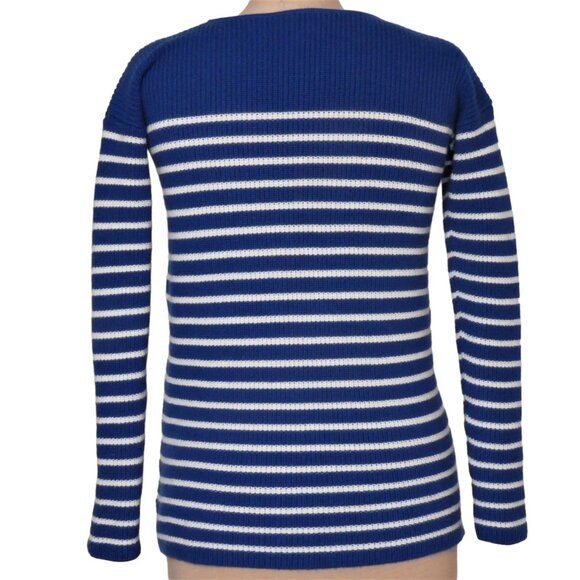 Gap Maternity Brooklyn Blue White Stripe Scoop Wool Blend Sweater Size XS - Picture 2 of 6